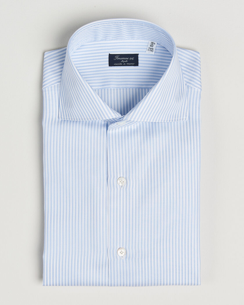 Finamore Napoli Milano Slim Royal Oxford Dress Shirt Light Blue Stripe – Azul