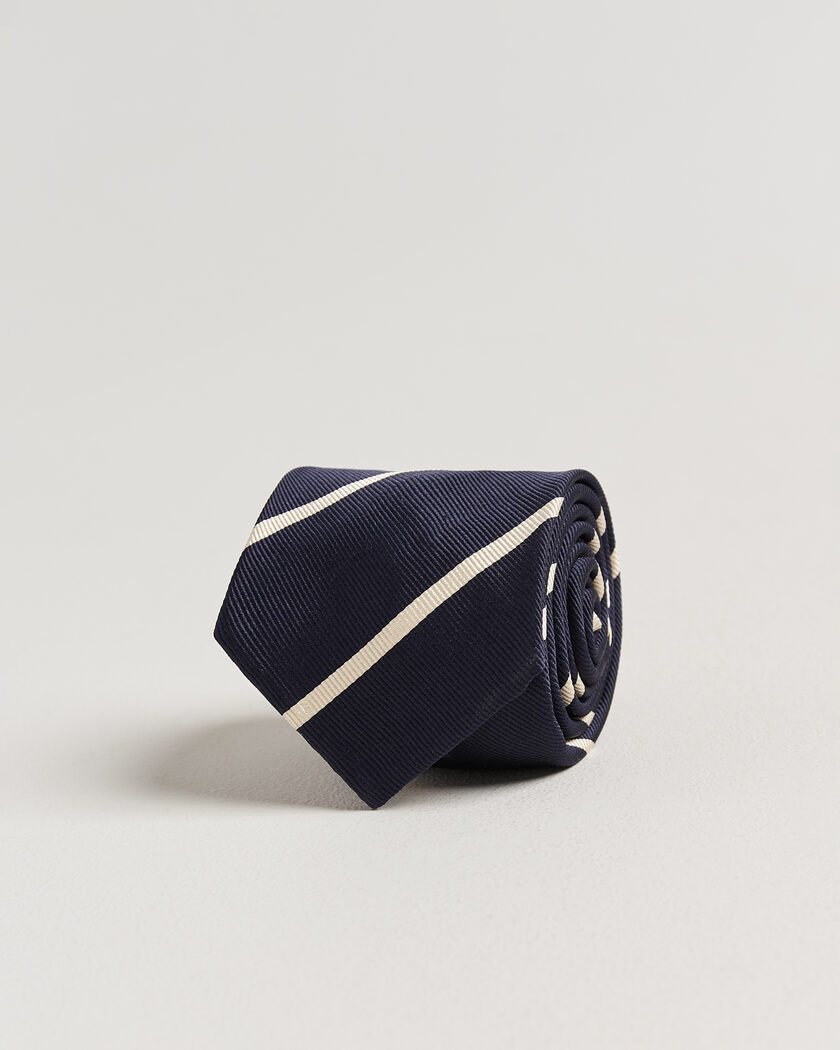 Finamore Napoli Regimental Stripe Silk Tie Navy/White – Azul