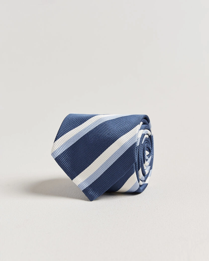 Finamore Napoli Regimental Stripe Silk Tie Blue/White – Azul