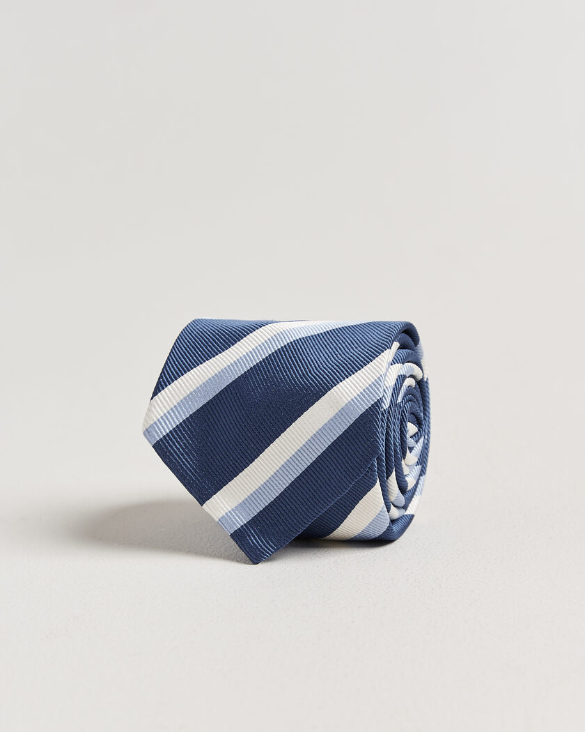 Finamore Napoli Regimental Stripe Silk Tie Blue/White – Azul