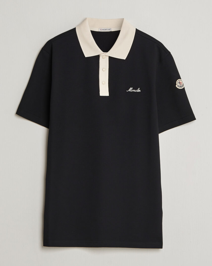 Moncler Contrast Rib Polo Black en CareOfCarl.es