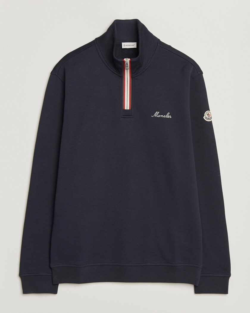 Moncler Signature Logo Half Zip Navy – Azul