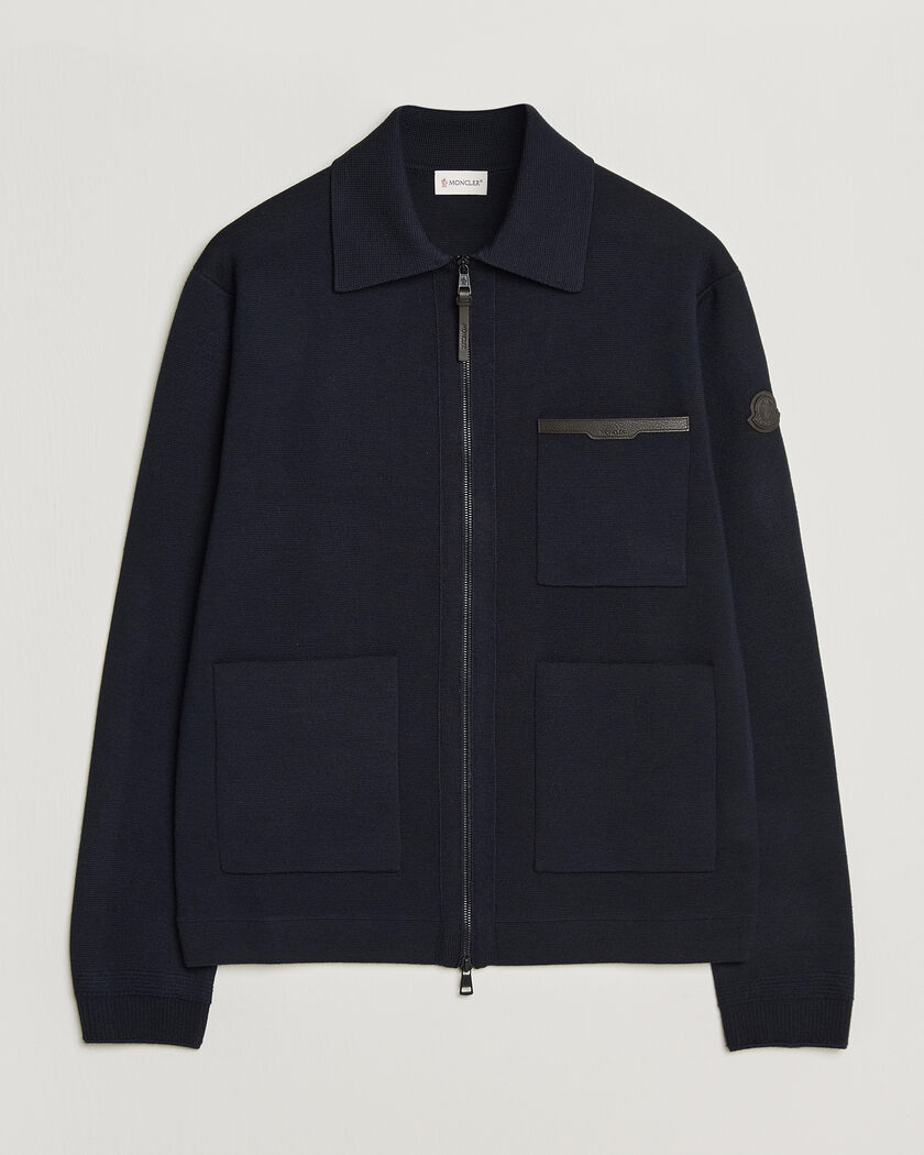 Moncler Zip Wool Cardigan Navy – Azul
