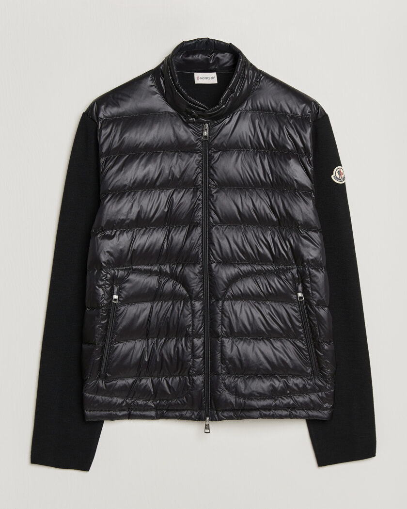 Moncler Hybrid Laque Zip Cardigan Black – Negro
