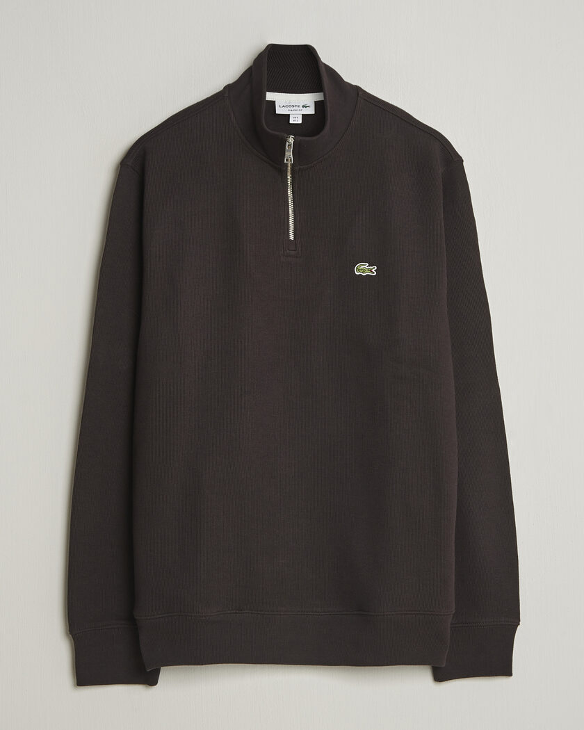 Lacoste Rib Interlock Half Zip Buffle Brown – Marrón