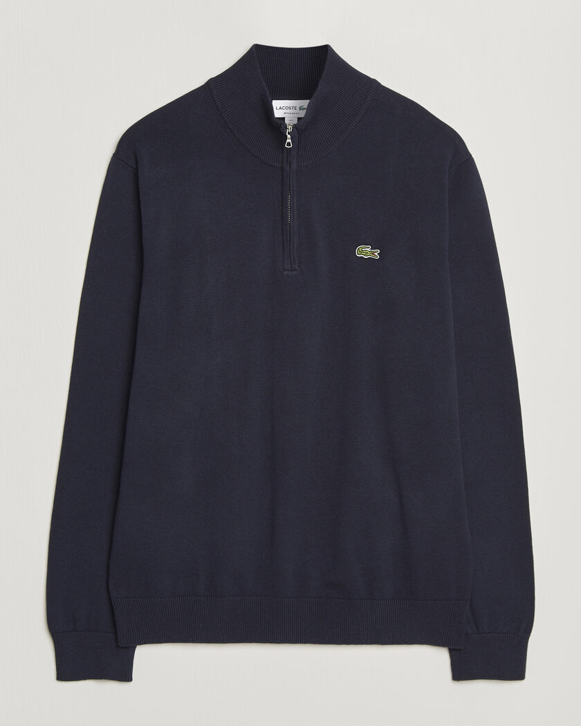 Lacoste Cotton Knitted Half Zip Navy Blue – Azul