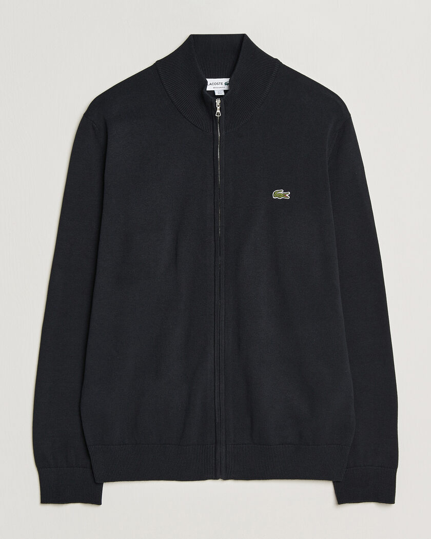 Lacoste Cotton Knitted Full Zip Black – Negro