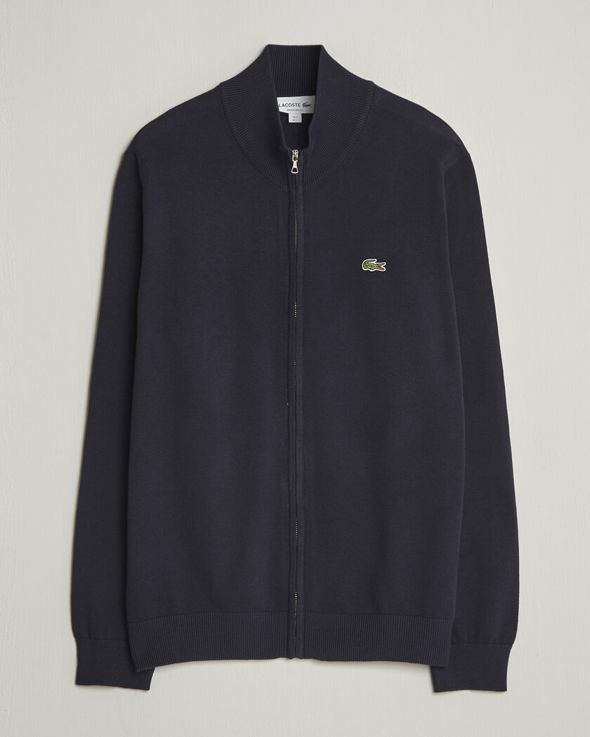 Lacoste Cotton Knitted Full Zip Navy Blue – Azul