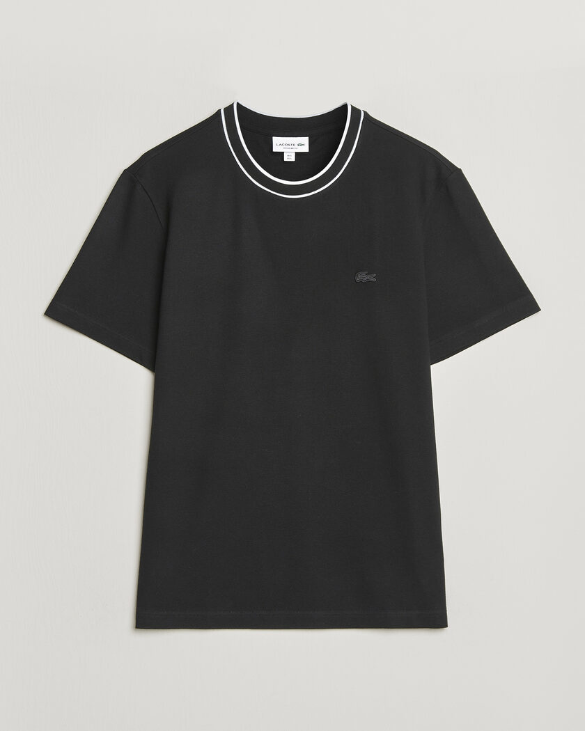 Lacoste Contrast Rib Piqué T-Shirt Black – Negro