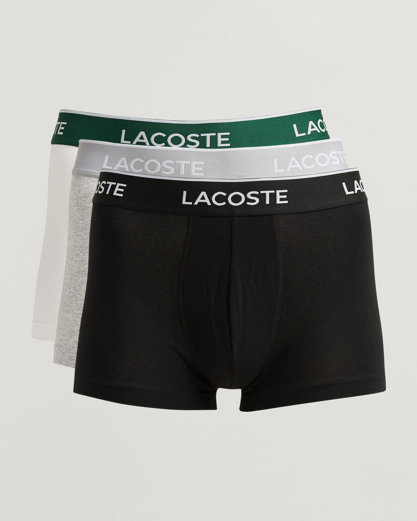 Lacoste 3-Pack Stretch Cotton Trunks Black/White/Grey – Multicolor