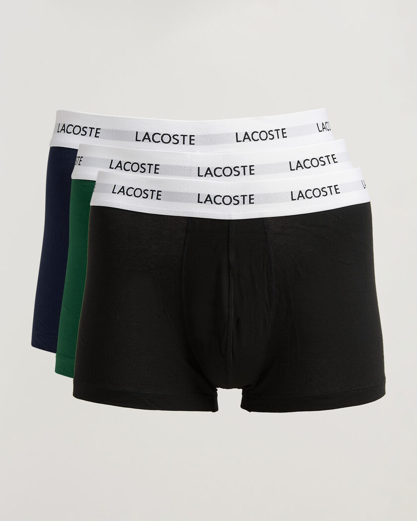 Lacoste 3-Pack Stretch Cotton Trunks Black/Green/Blue – Multicolor