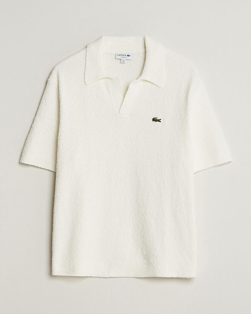 Lacoste Cotton Bouclé Open Collar Polo Flour – Beige