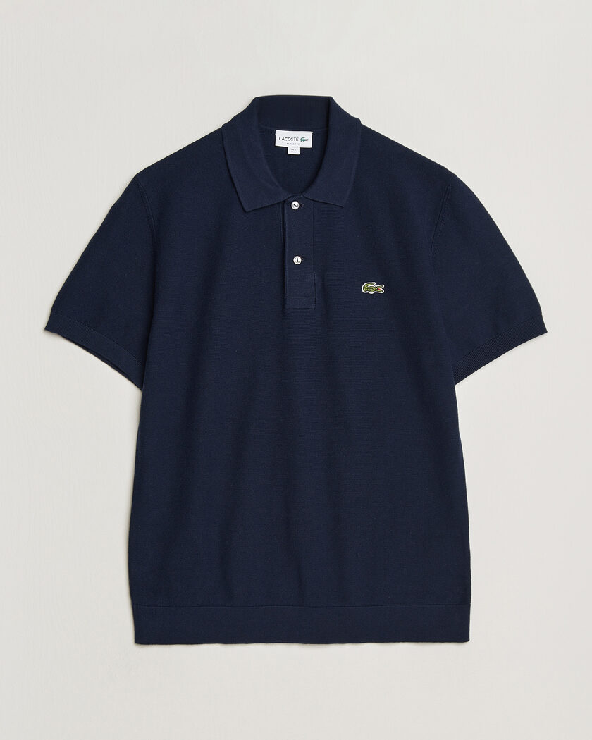 Lacoste Cotton Knitted Polo Navy Blue – Azul