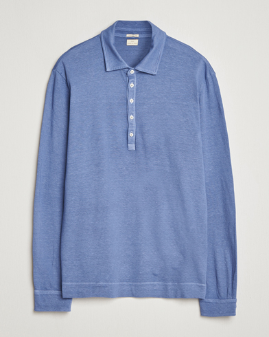 Massimo Alba Raya Cotton/Linen Long Sleeve Polo Tulip – Azul