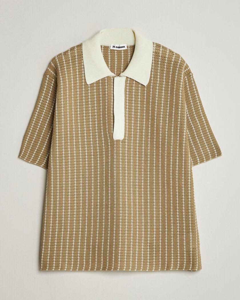Jil Sander Net Stitch Knitted Polo Tobacco – Marrón