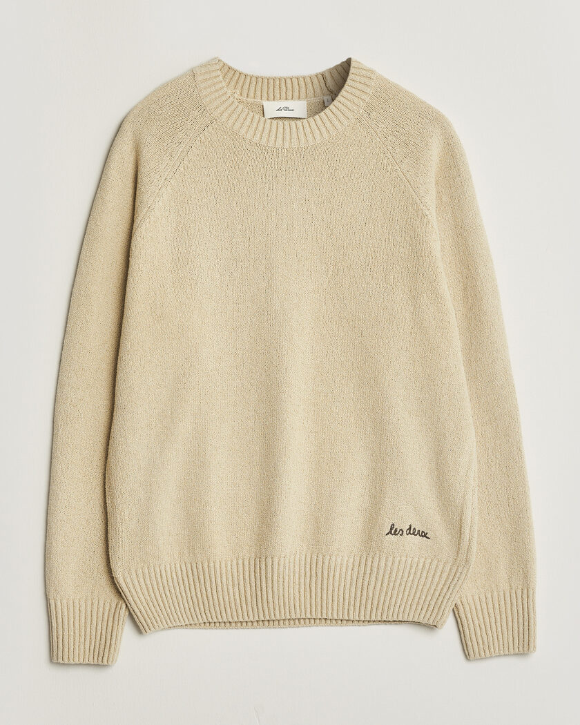 LES DEUX Brad Knitted Roundneck Oyster Grey/White – Blanco