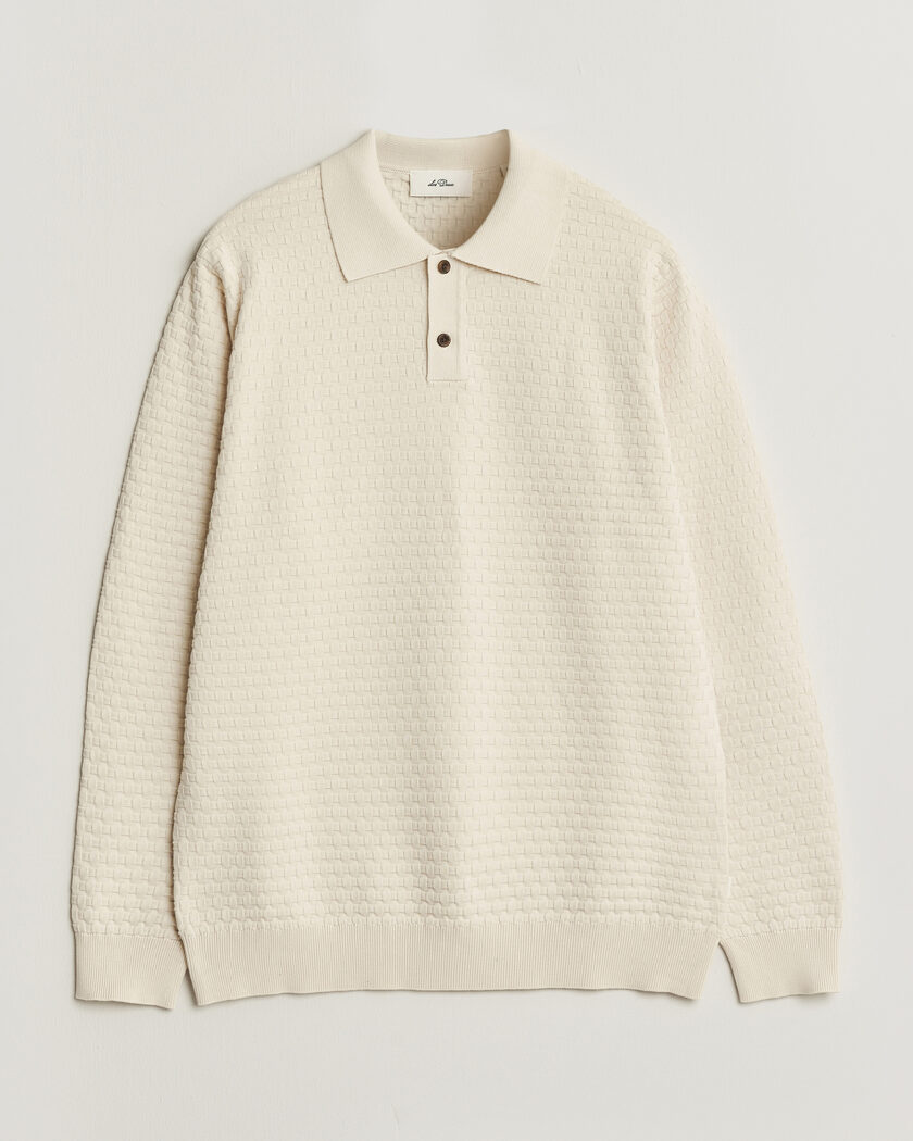 LES DEUX Billy Weave Knitted Polo Light Ivory – Blanco