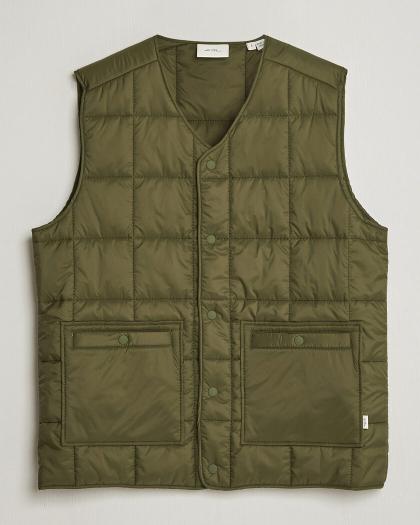 LES DEUX Matt Quilted Vest Olive Night – Verde