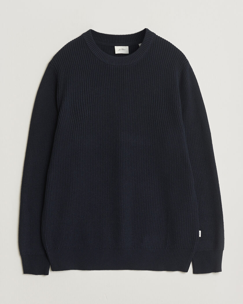 LES DEUX Garry Rib Crew Neck Knit Dark Navy – Azul