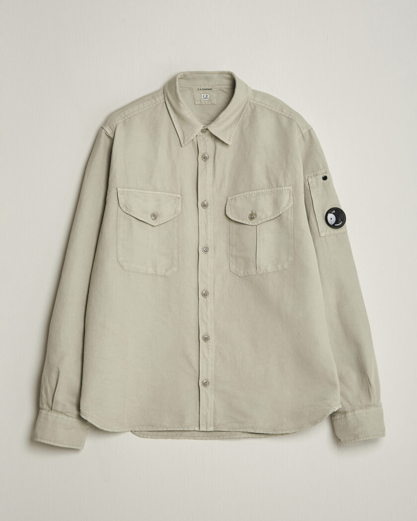 C.P. Company Cotton/Linen Pocket Shirt Light Grey – Gris