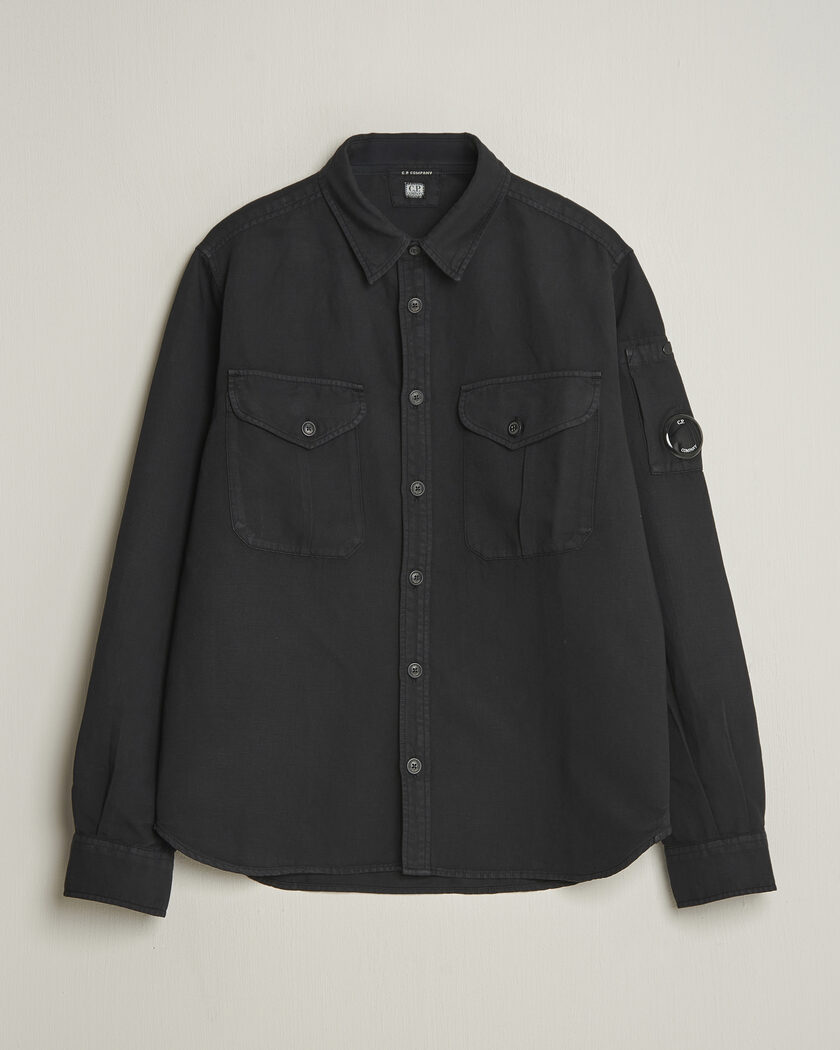 C.P. Company Cotton/Linen Pocket Shirt Black – Negro