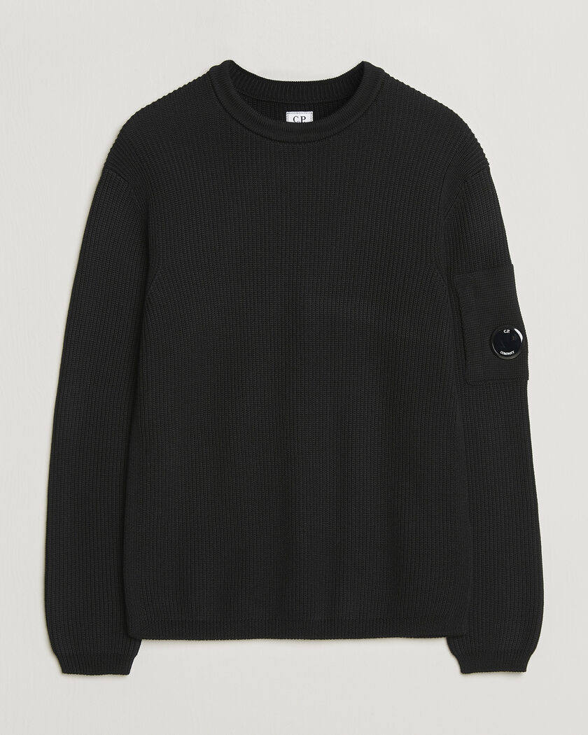 C.P. Company Sea Island Knitted Cotton Crewneck Black – Negro