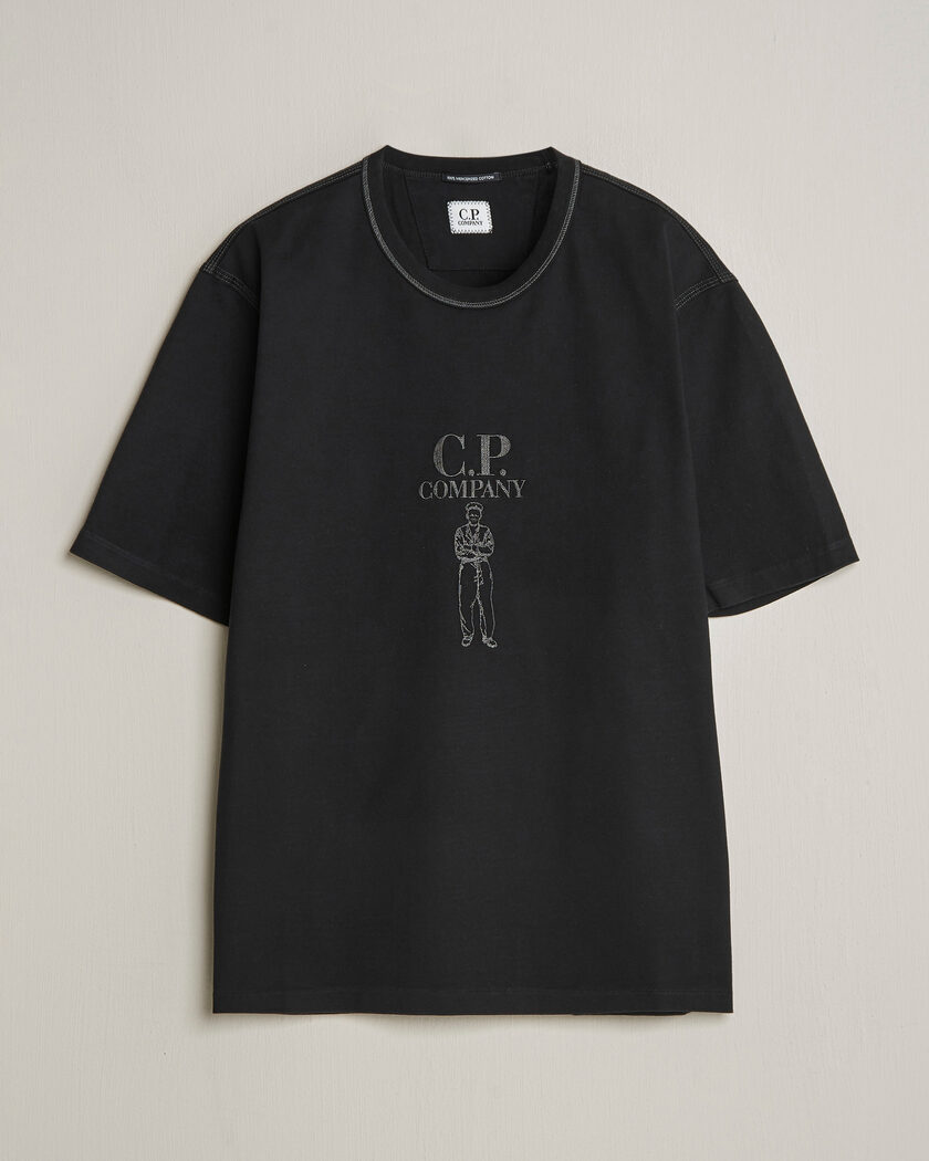 C.P. Company Mercerized Heavy Cotton Chest Logo T-Shirt Black – Negro