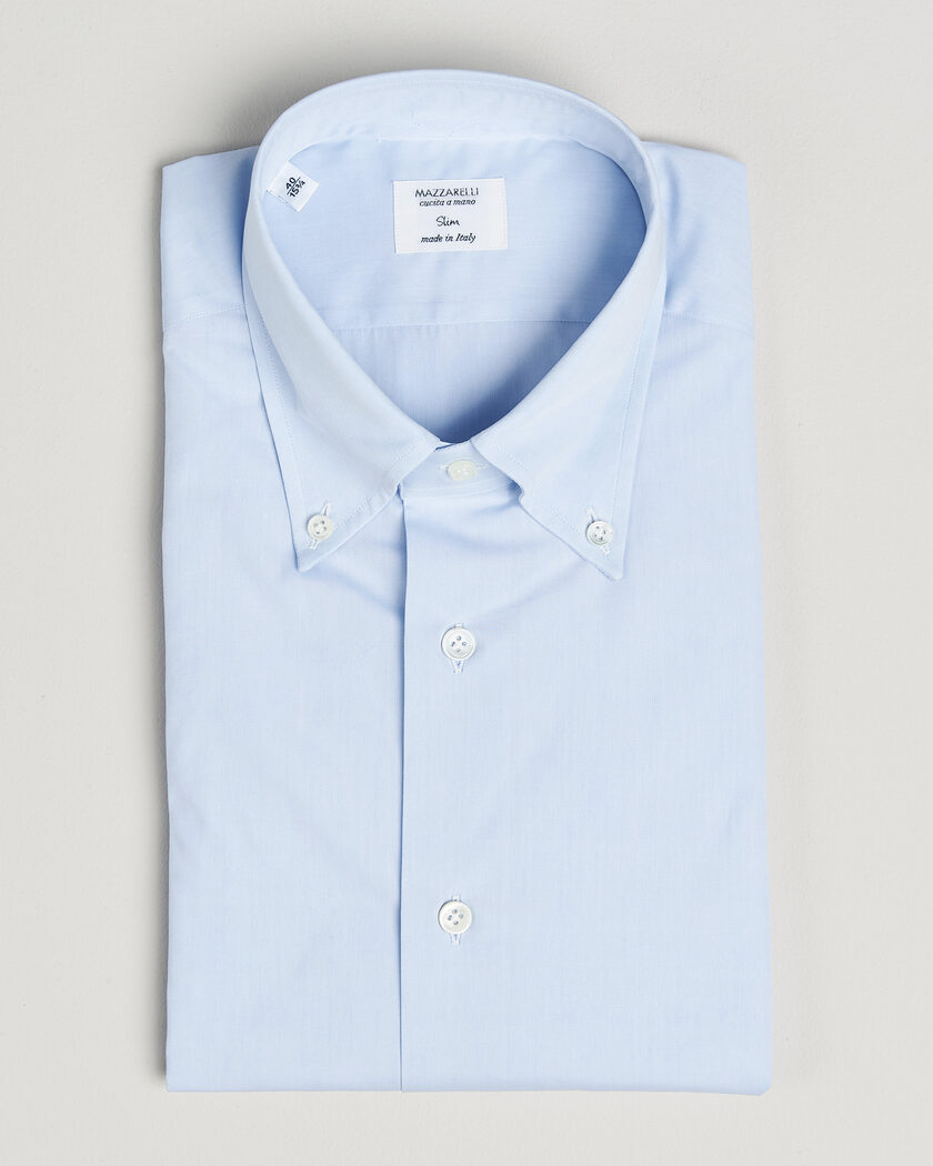 Mazzarelli Soft Cotton Button Down Shirt Light Blue – Azul