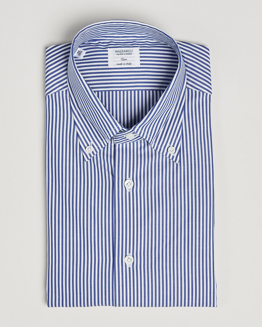Mazzarelli Soft Cotton Button Down Shirt Blue Stripe – Azul