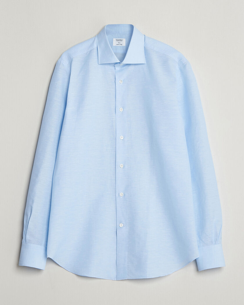 Mazzarelli Soft Cotton/Linen Shirt Light Blue – Azul