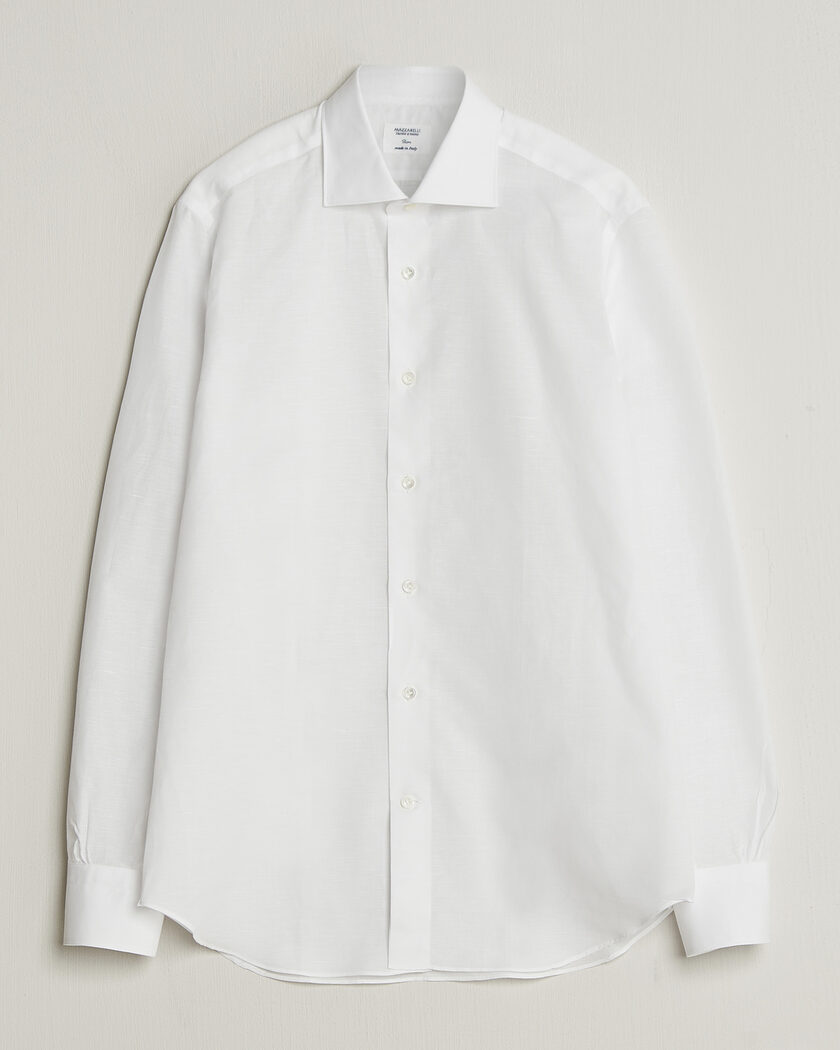Mazzarelli Soft Cotton/Linen Shirt White – Blanco