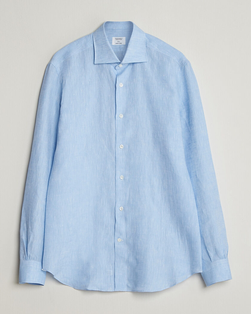 Mazzarelli Soft Linen Shirt Light Blue – Azul