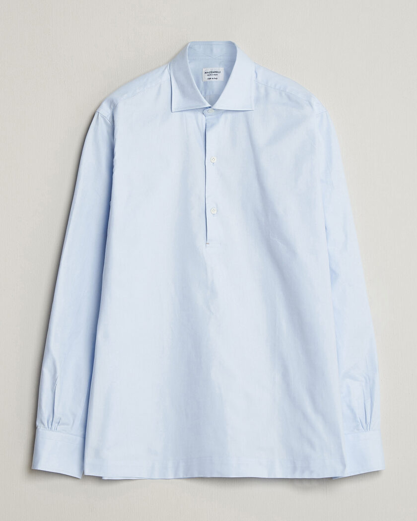 Mazzarelli Soft Oxford Popover Shirt Light Blue – Azul