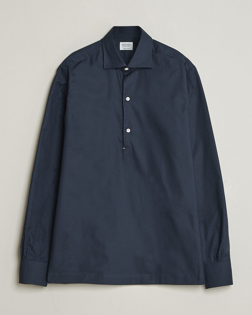 Mazzarelli Soft Oxford Popover Shirt Navy – Azul