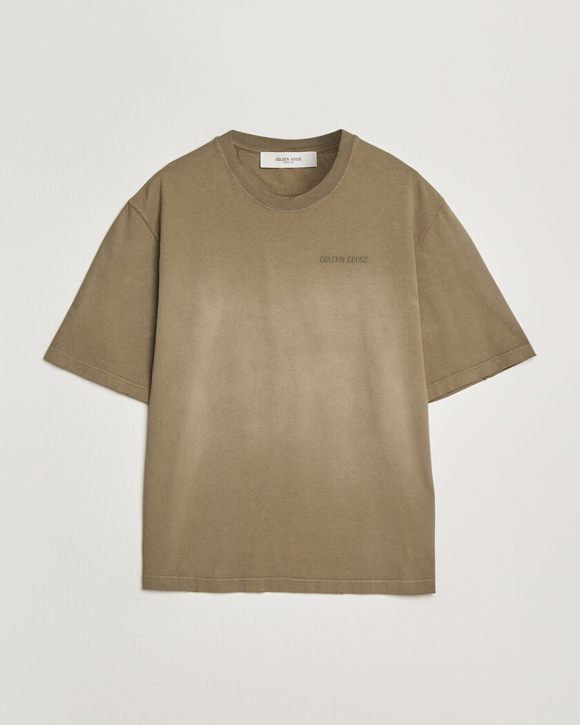Golden Goose Journey Dyed Cotton T-Shirt Washed Beige – Verde