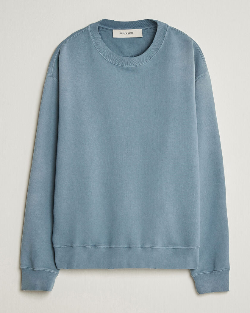 Golden Goose Boxi Faded Cotton Sweatshirt Windward Blue – Azul
