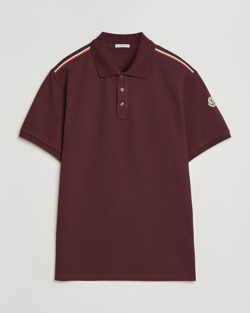 Moncler Tricolore Shoulder Polo Burgundy – Rojo