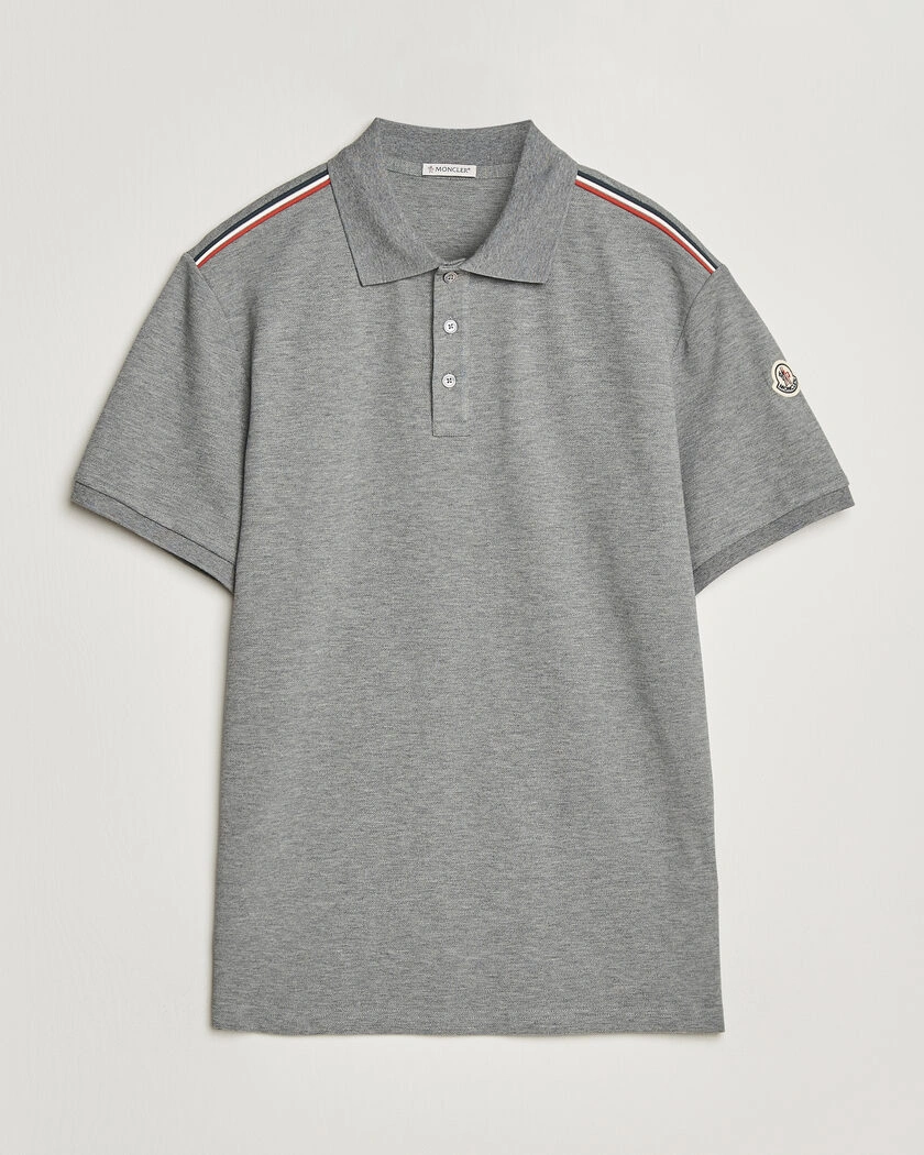 Moncler Tricolore Shoulder Polo Light Grey – Gris