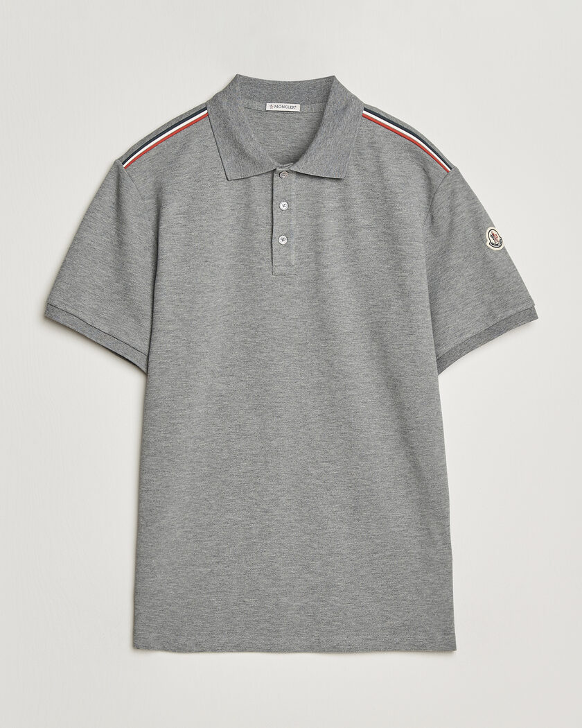 Moncler Tricolore Shoulder Polo Light Grey – Gris