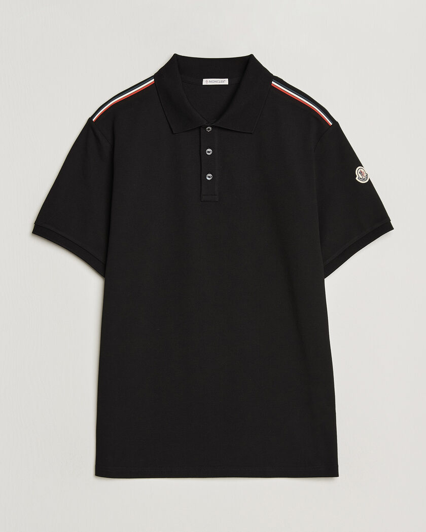 Moncler Contrast Rib Polo Black en CareOfCarl.es