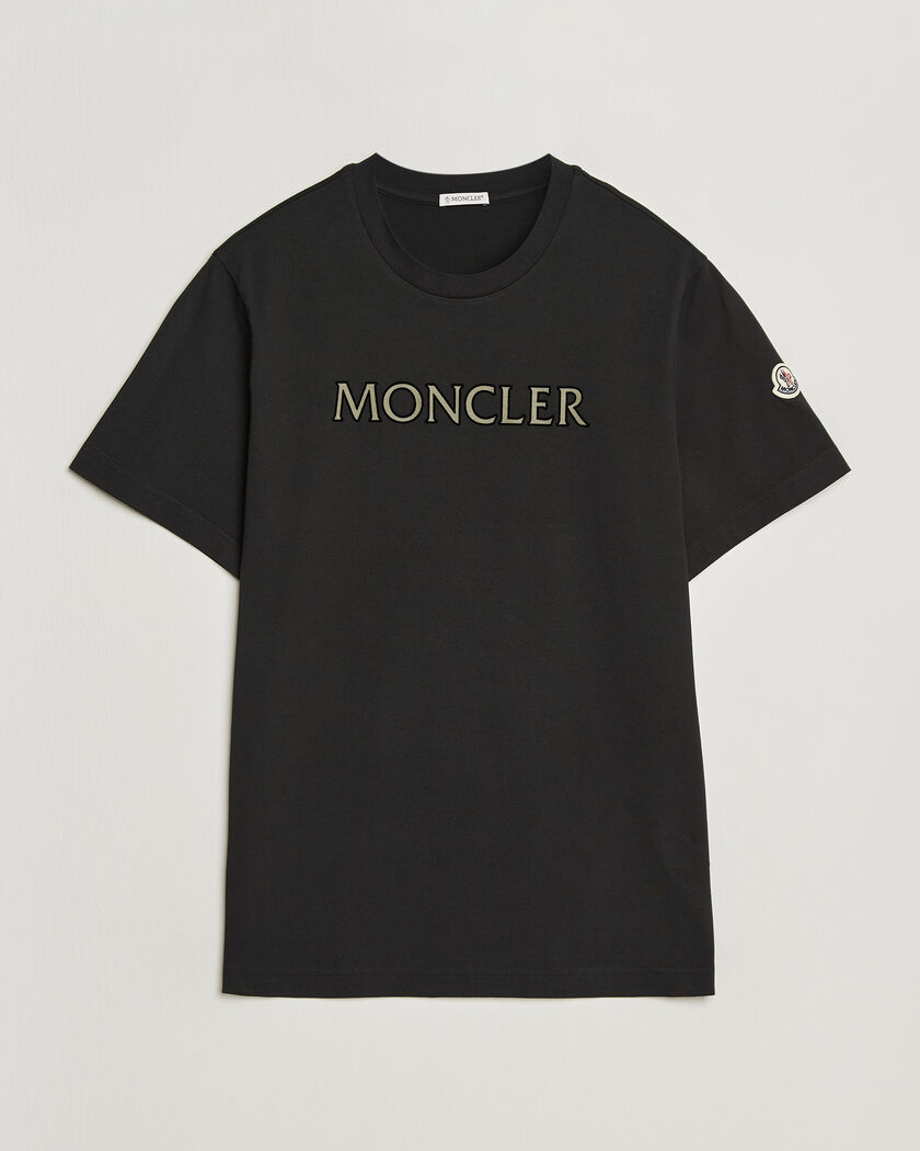 Moncler Flock Print Logo T-Shirt Black – Negro