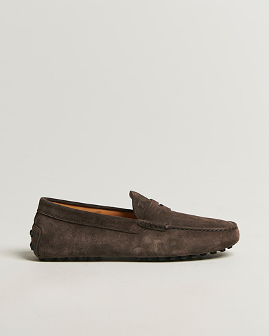 Tod's Gommino Carshoe Dark Brown Suede – Marrón