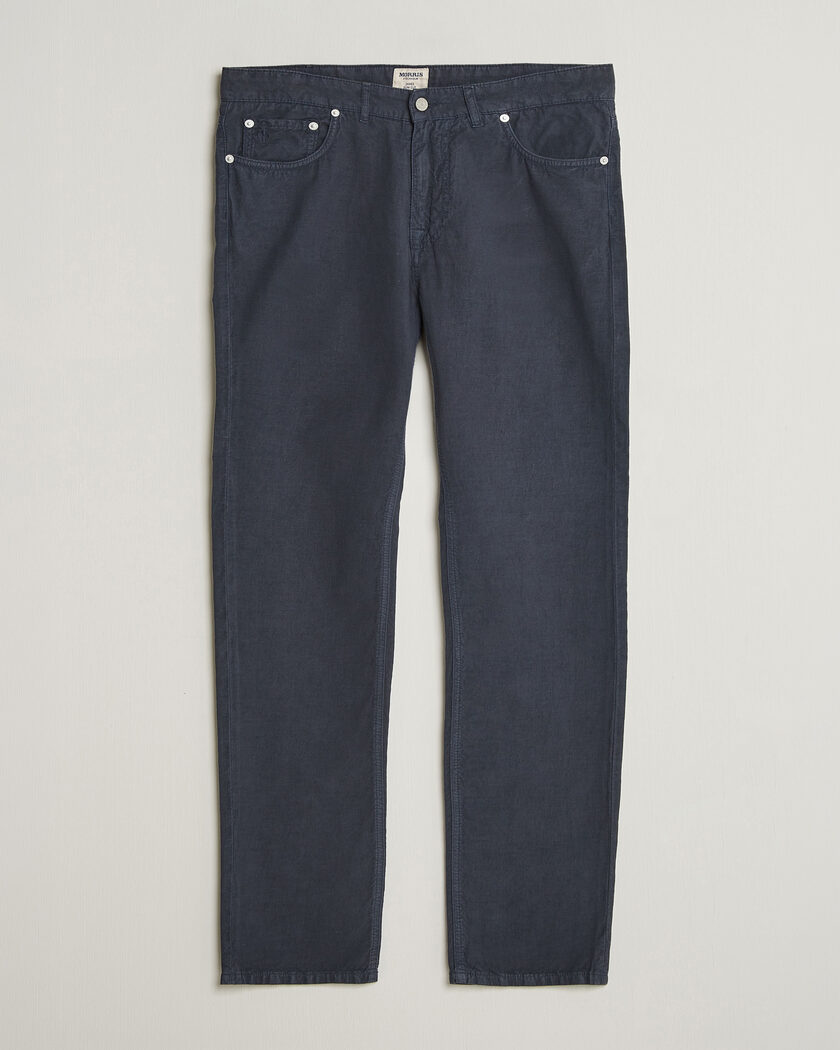 Morris James Washed Linen 5-Pocket Pants Dark Blue – Azul