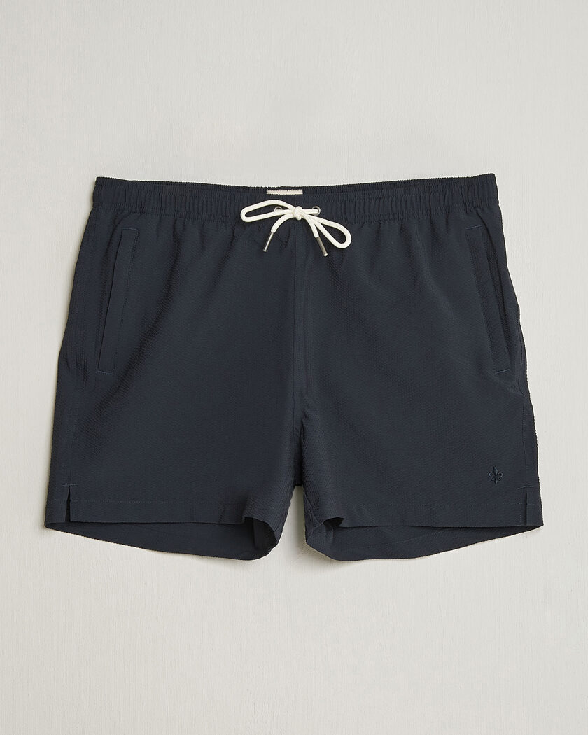 Morris Seersucker Bathing Trunks Dark Blue – Azul