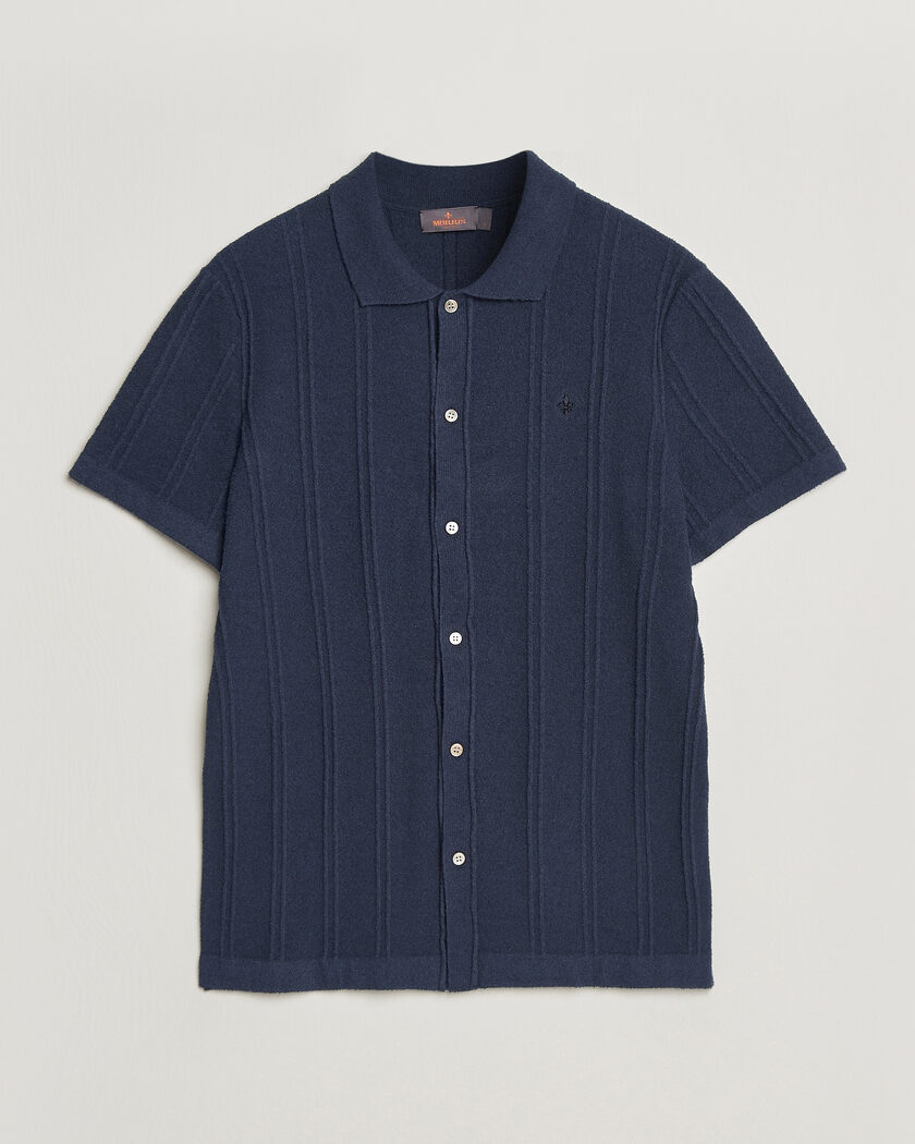 Morris Clayton Knitted Short Sleeve Shirt Dark Blue – Azul