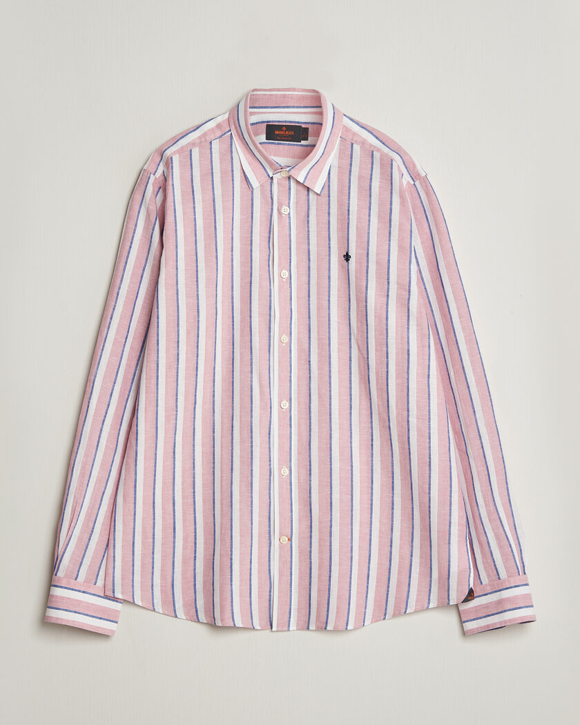 Morris Douglas Linen Striped Shirt Red/White – Azul