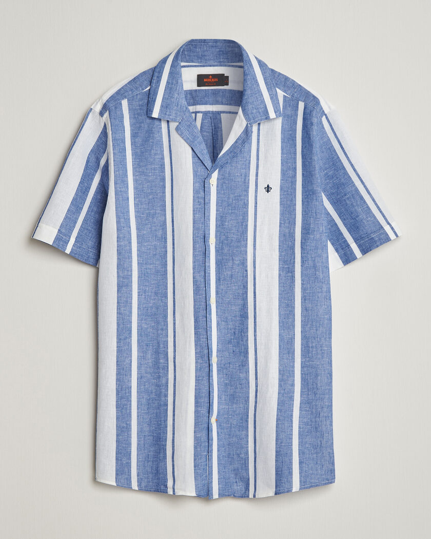 Morris Resort Short Sleeve Linen Shirt Blue – Azul