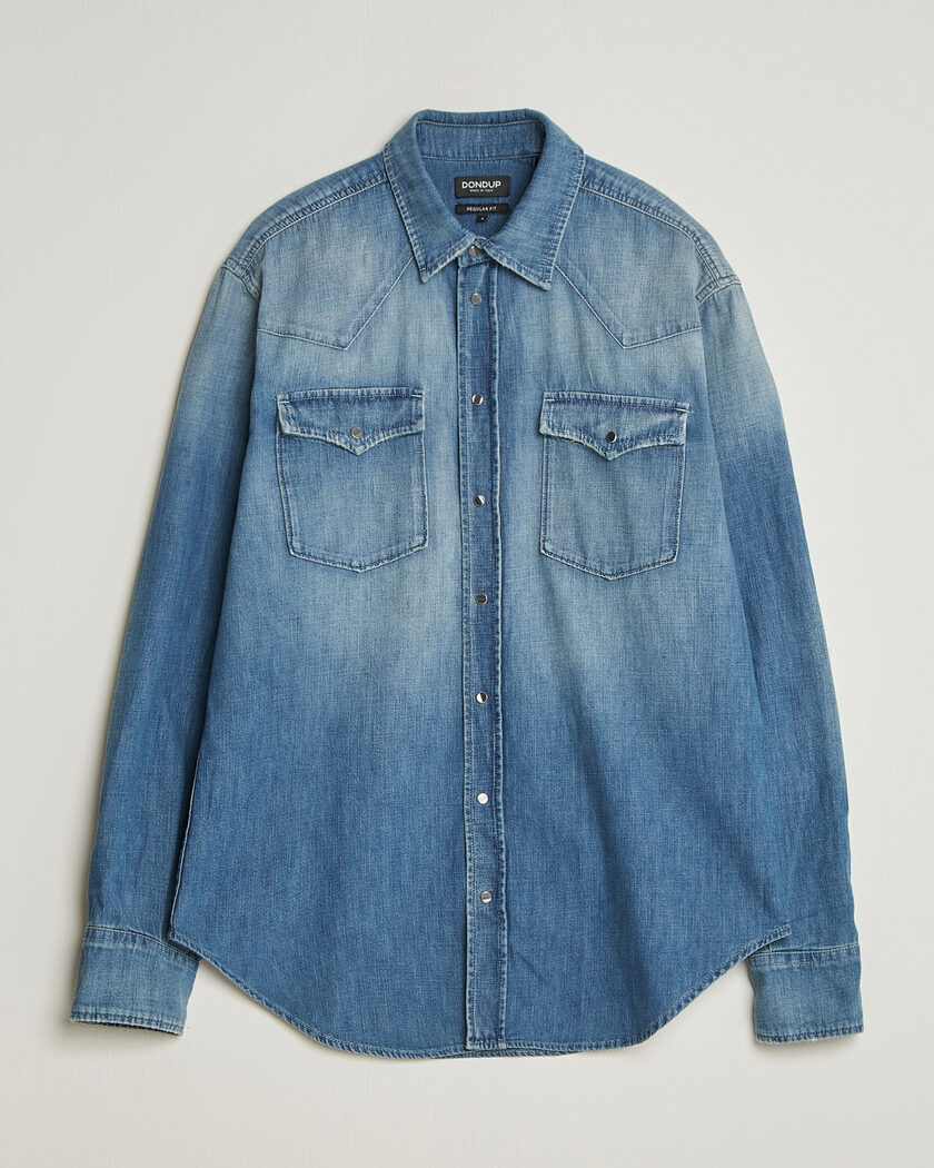 Dondup Regular Fit Denim Shirt Medium Blue – Azul