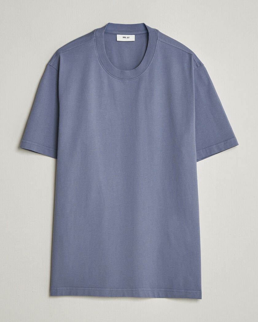 NN07 Adam Pima Crew Neck T-Shirt Stone Blue – Azul