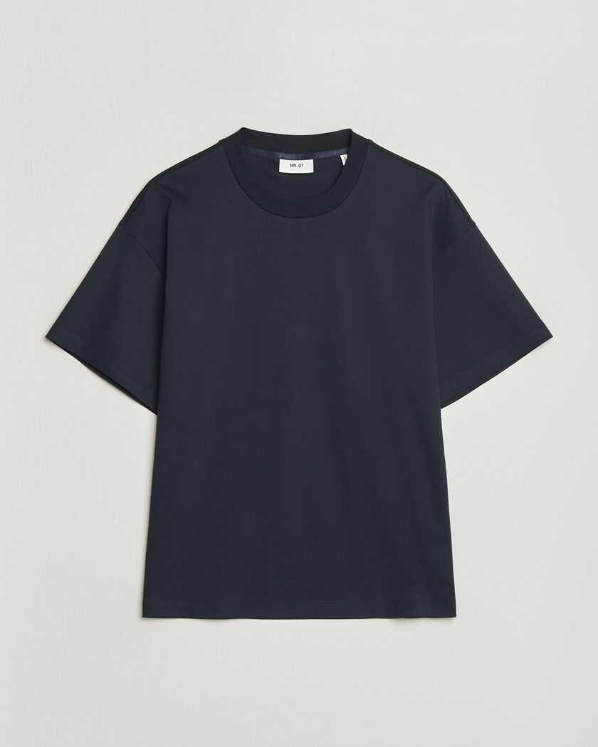 NN07 Lionel Mercerized Crew Neck T-Shirt Navy Blue – Azul